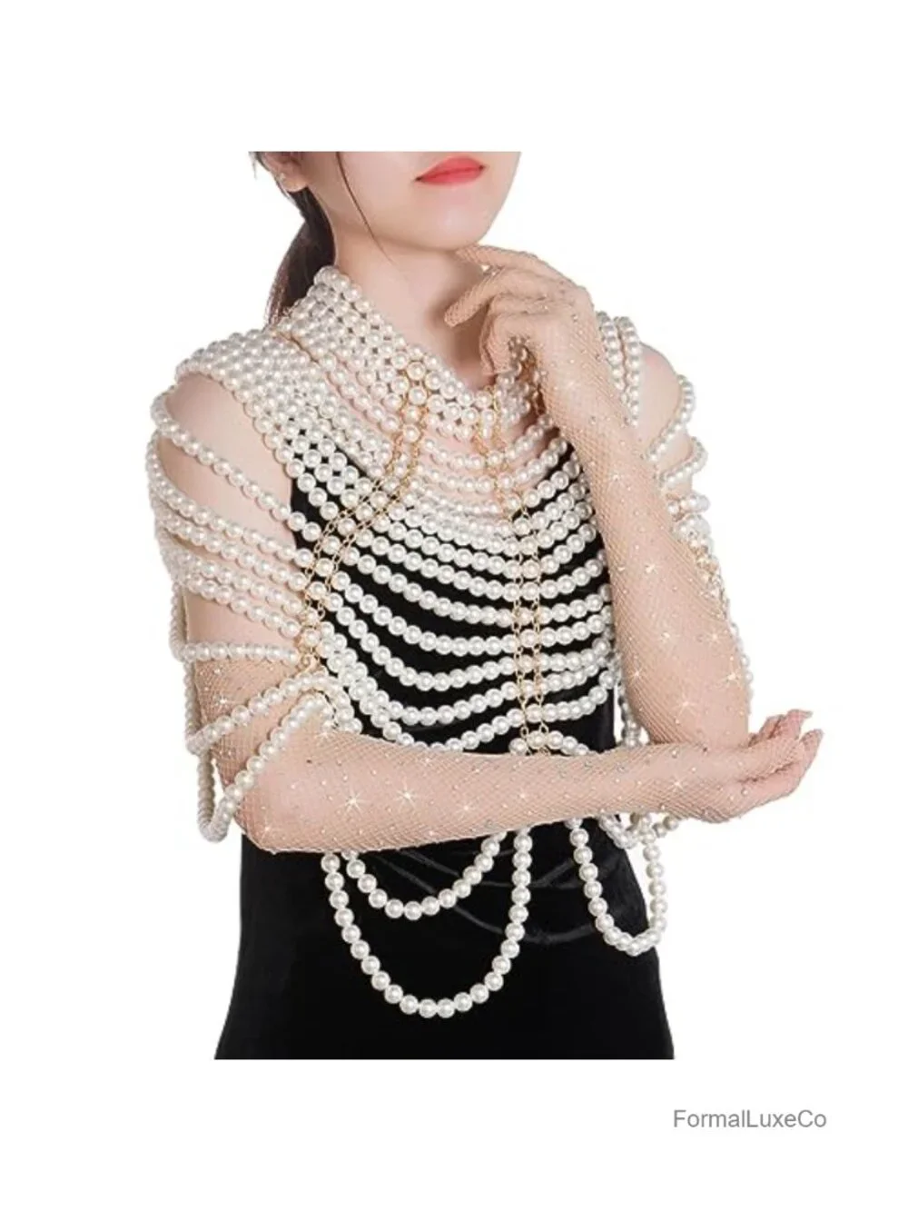 Women Rhinestone Fishnet Gloves Long Mesh Sparkly Opera Party Glitter Sheer